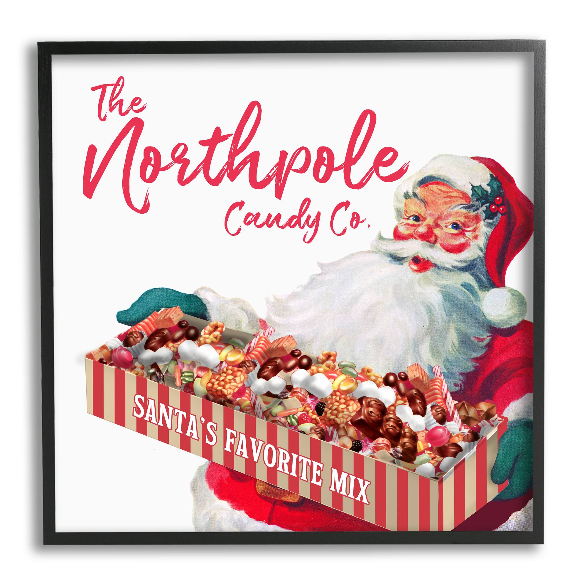 Stupell Industries Vintage Northpole Candy Santa Claus Framed Giclee Art
